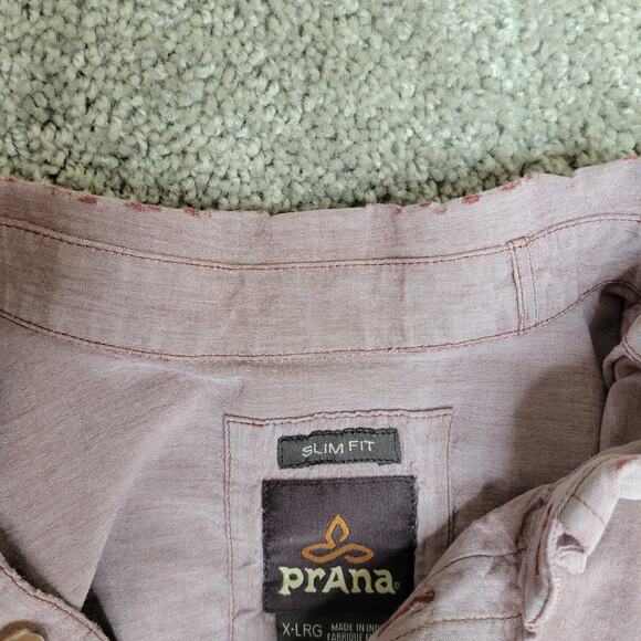 Prana Purple Slim Fit Color Block Collared Button Down Shirt Mens Size XL - Picture 6 of 8